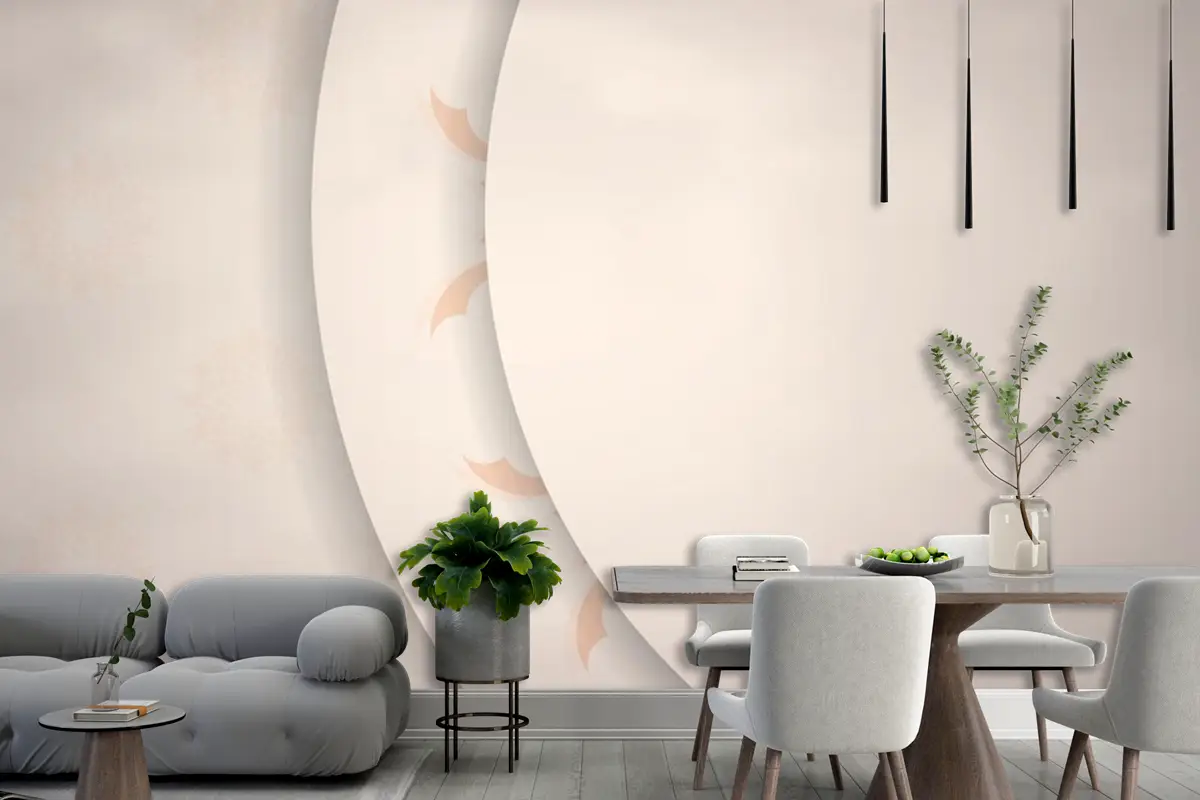 Şablon Yemek Odası Duvar Kağıdı  Ile Bej Renk