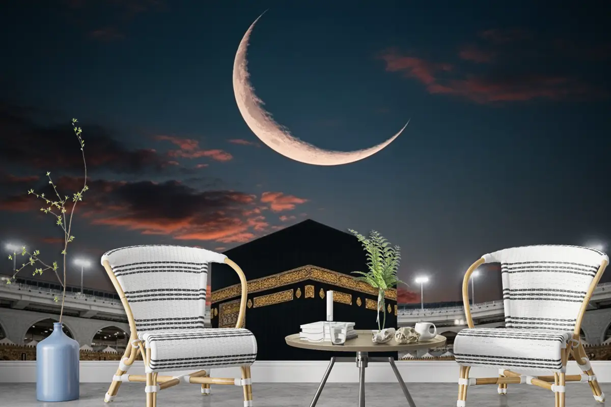 Mekke Kabe Gece Hilal Duvar Kağıdı