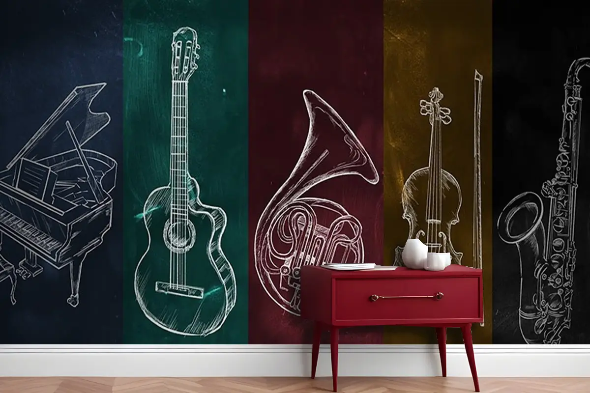 Müzik Aletleri Renkli Duvar Kağıdı