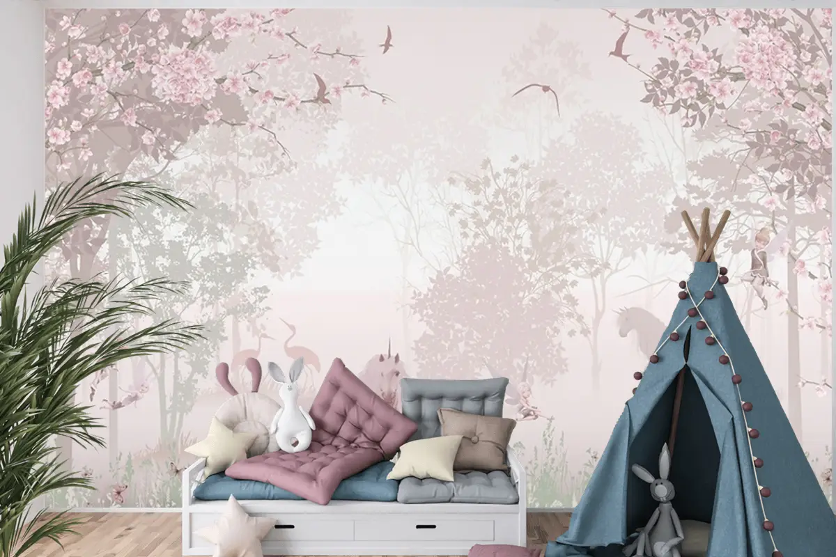 Peri Diyarı Atlar Masalsı Çocuk Odası Duvar Kağıdı