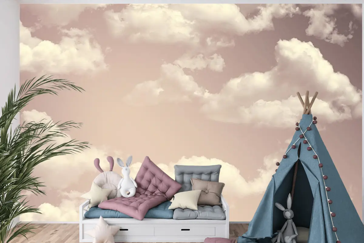 Renkli Bulutlar Çocuk Odası Duvar Kağıdı