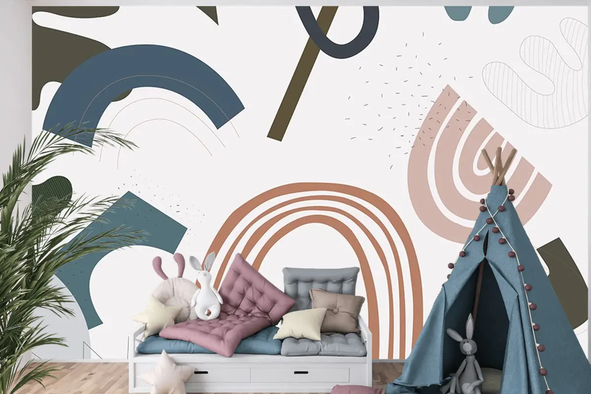 Renkli Gökkuşakları Çocuk Odası Uvar Kağıdı