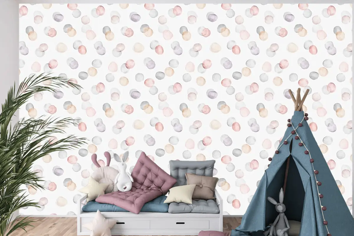 Renkli Puantiyeler Çocuk Odası Duvar Kağıdı
