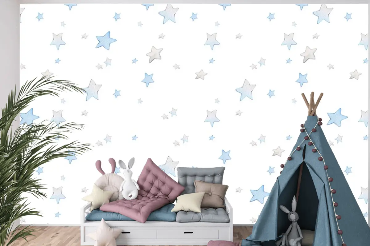 Renkli Yıldızlar Çocuk Odası Duvar Kağıdı