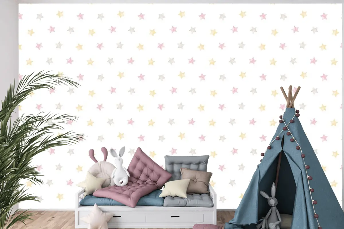 Renkli Yıldızlar Çocuk Odası Duvar Kağıdı