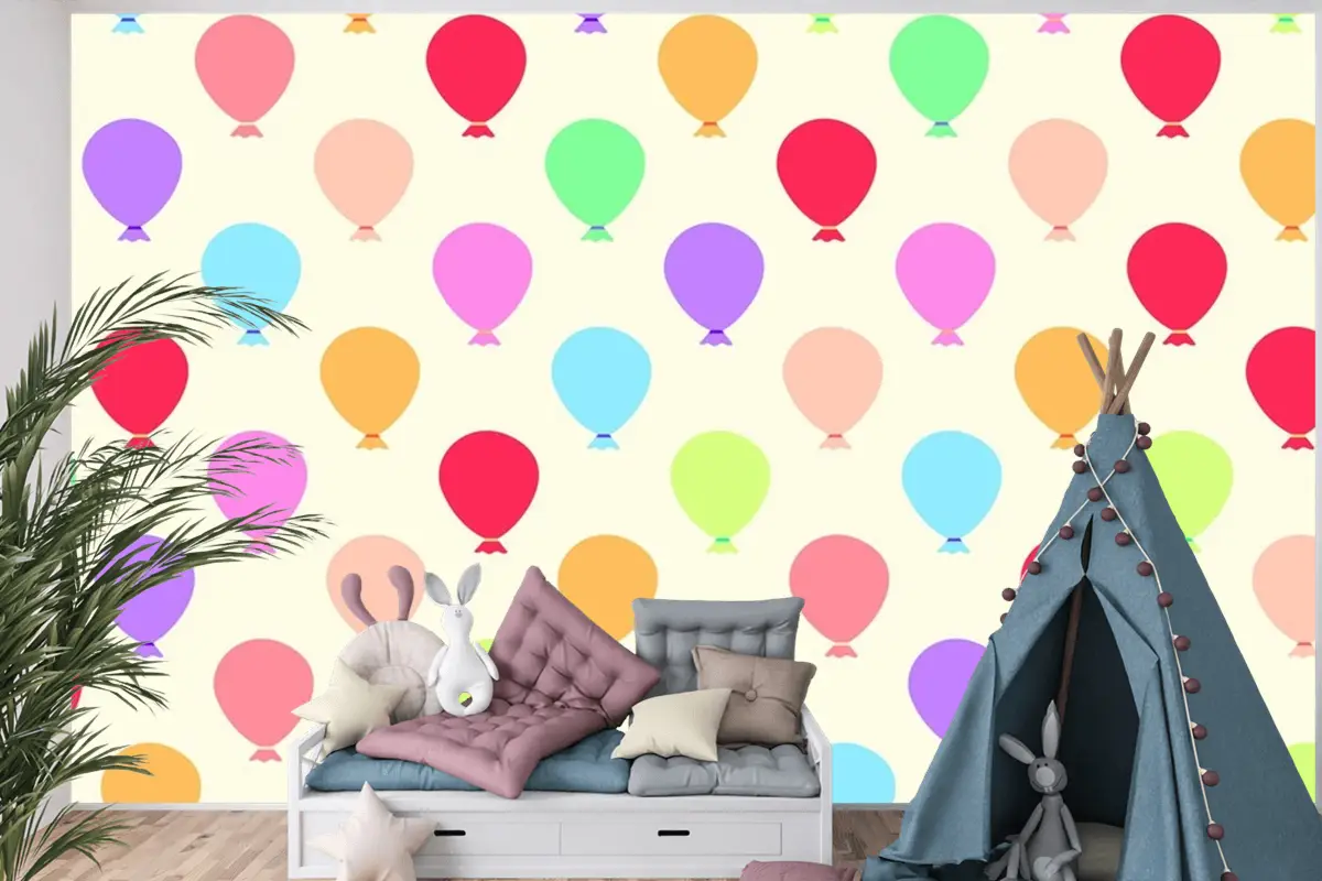 Kesintisiz Renkli Balonlar Desen Çocuk Odası Duvar Kağıdı