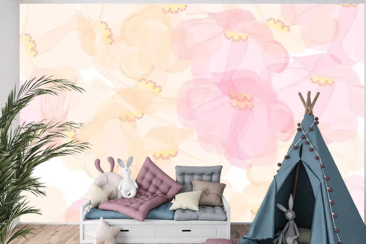 Dikişsiz Desen Çiçek Arka Plan Tasarımı Çocuk Odası Duvar Kağıdı