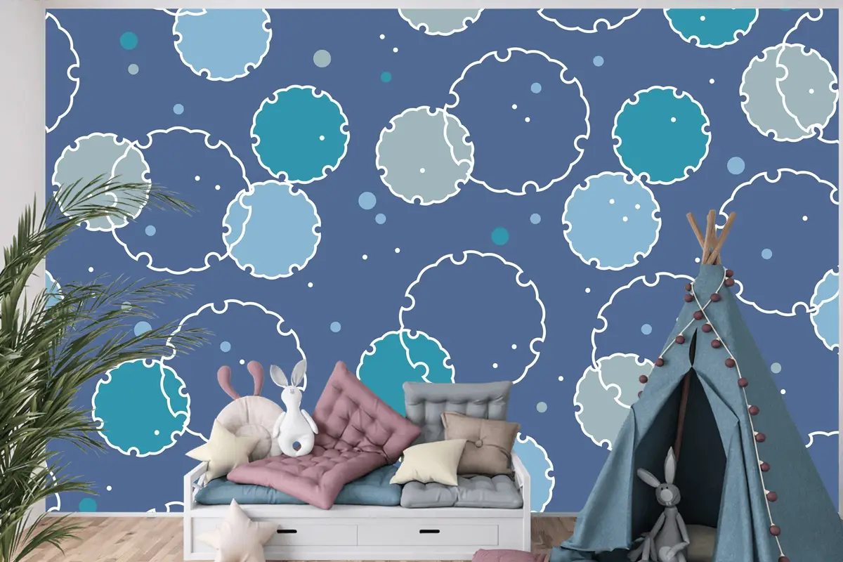 Japon Vintage Kar Grafik Sembolleri Ile Kusursuz Desen Çocuk Odası Duvar Kağıdı