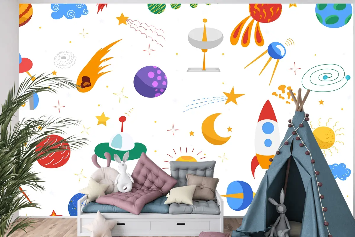 Kesintisiz Alan Arka Plan Düz Tasarım Yalıtılmış Çocuk Odası Duvar Kağıdı