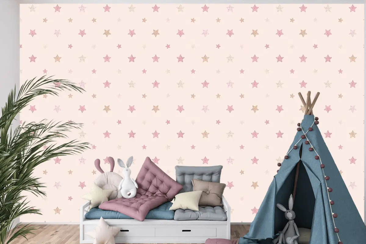 Soft Renk Yıldızlar Çocuk Odası Duvar Kağıdı