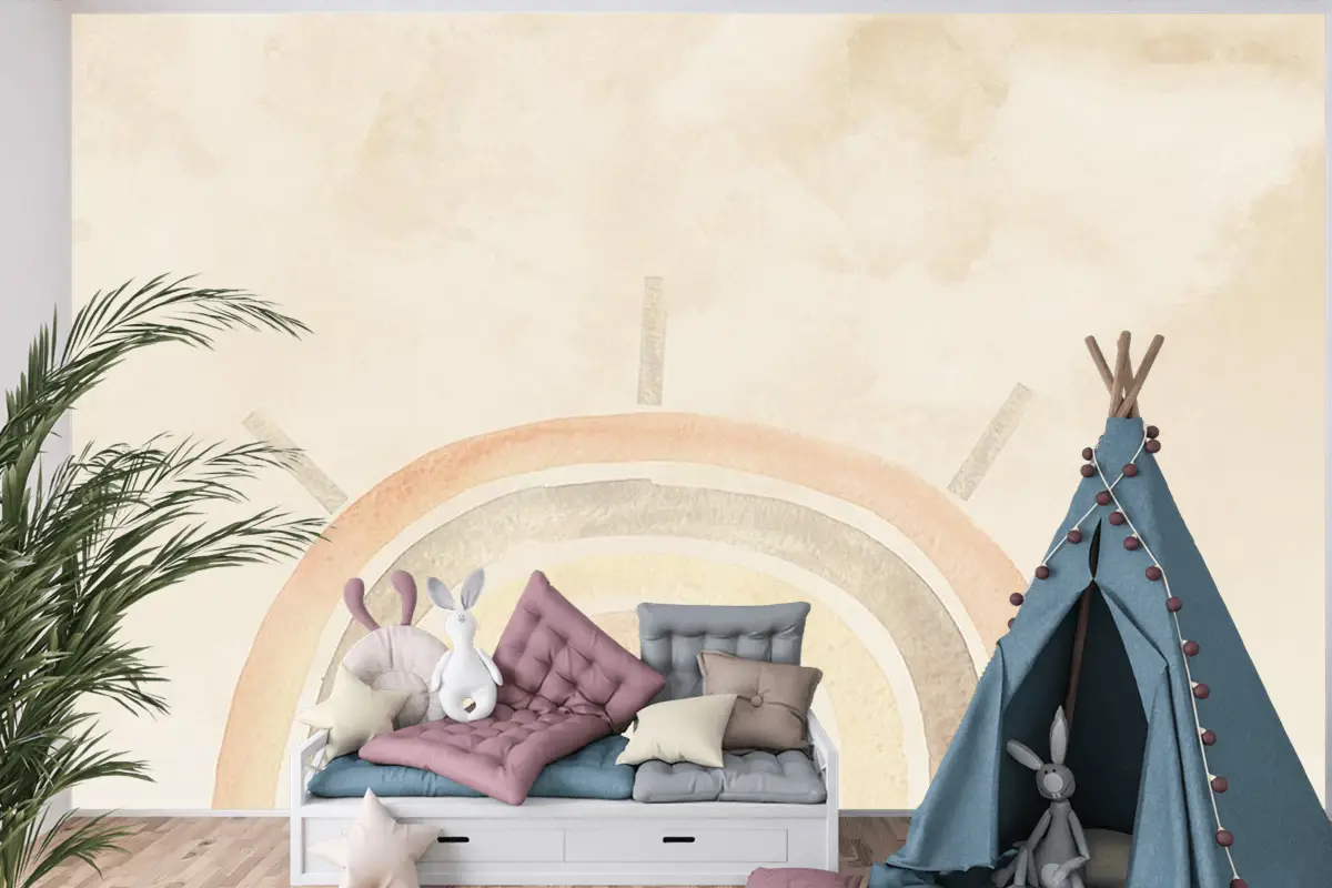 Soft Renkler Gökkuşağı Çocuk Odası Duvar Kağıdı