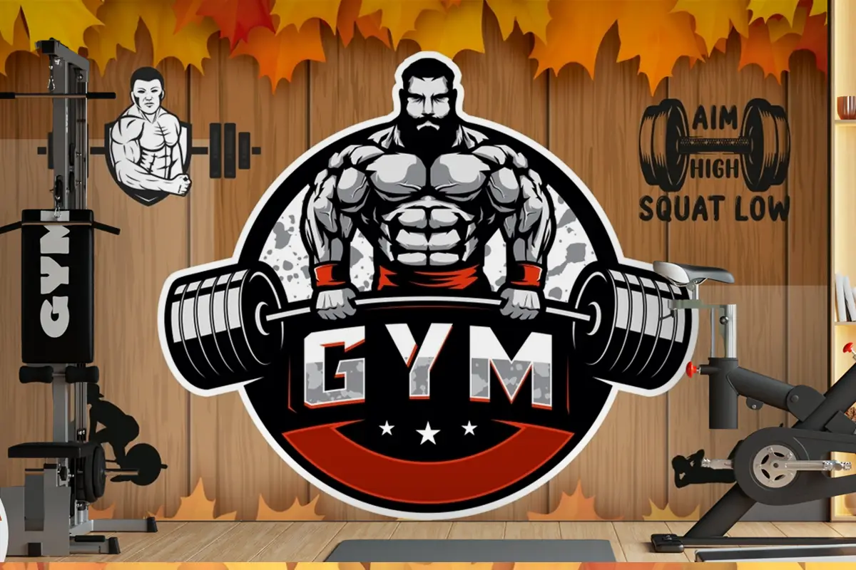Sonbahar Temalı Gym Halter Spor Salonu Duvar Kağıdı
