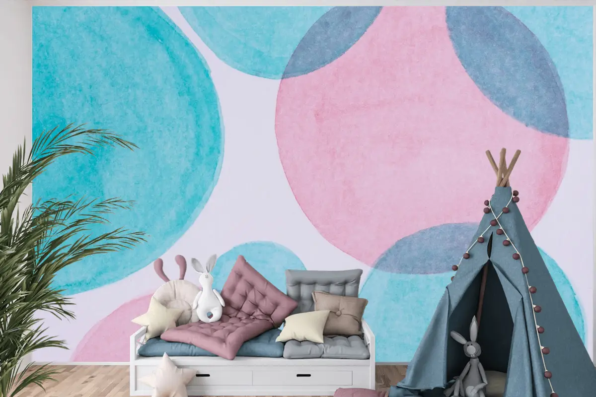 Üstten Görünüm Kağıt Çocuk Odası Duvar Kağıdı Duvar Üzerine Suluboya Boya