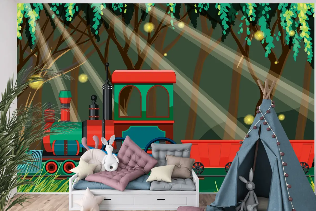 Doğal Sahne Çocuk Odası Duvar Kağıdı  Ile Tren