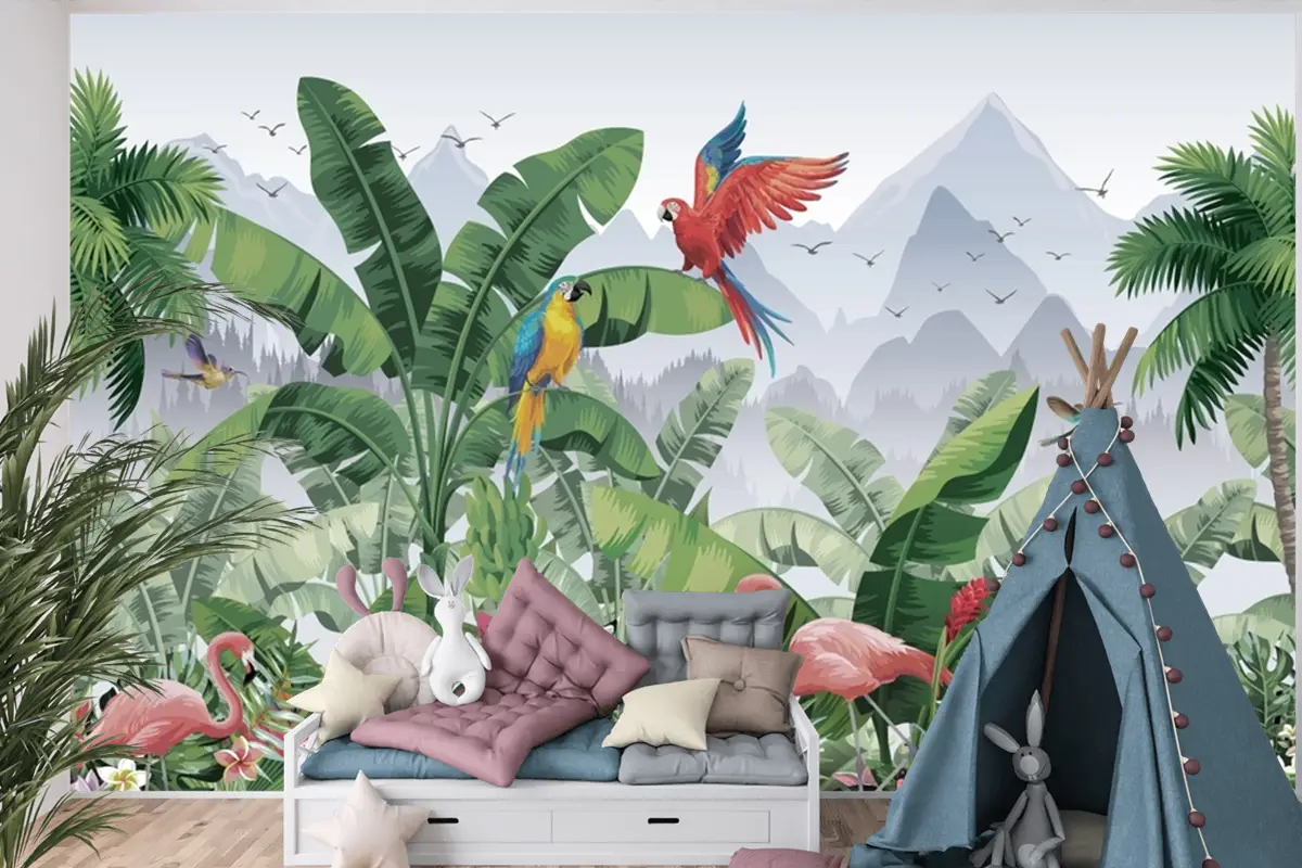 Tropiklerde Yaban Hayatı Çocuk Odası Duvar Kağıdı Tropiklerde Yaban Hayatı Çocuk Odası Duvar Kağıdı