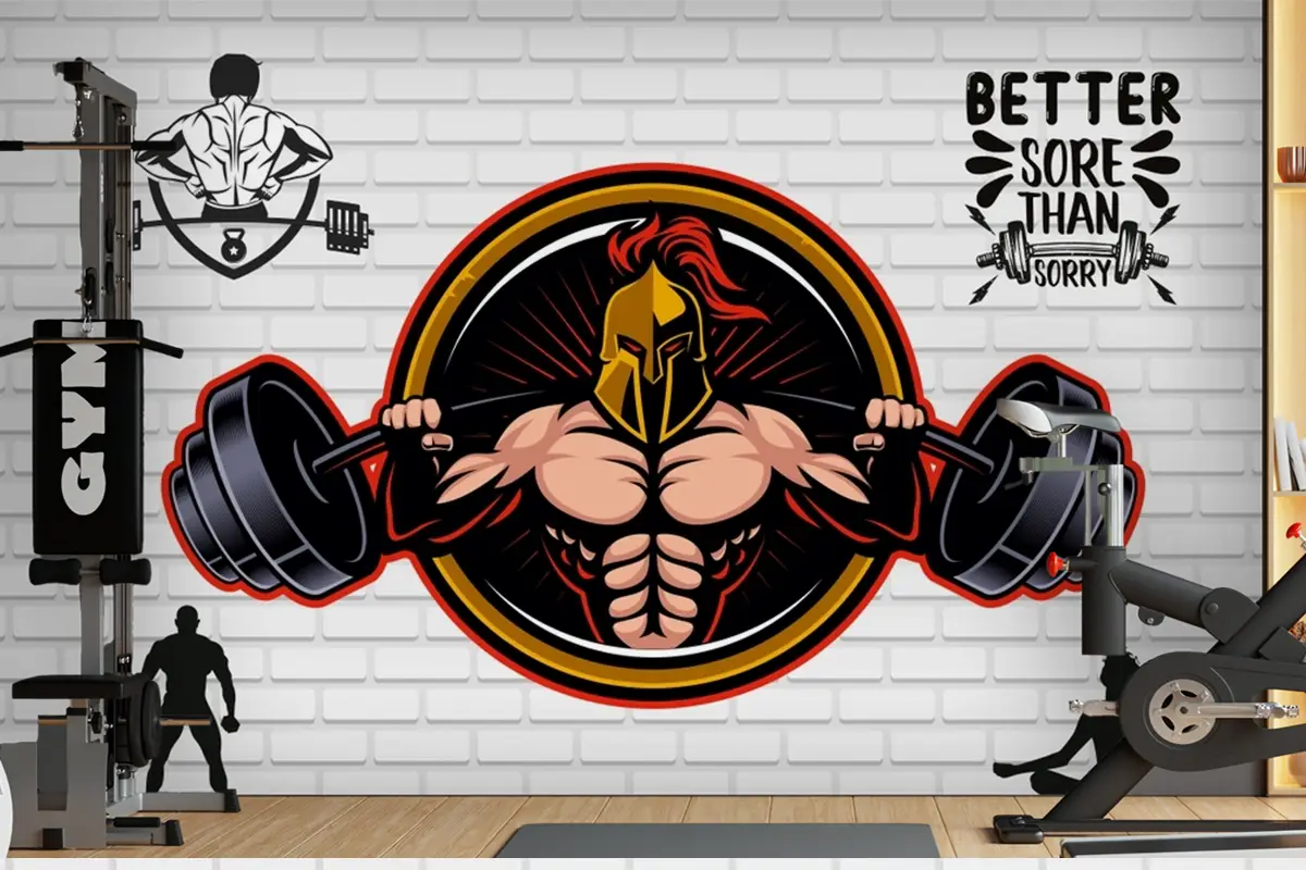 Tuğla Arka Plan Viking Temalı Spor Salonu Duvar Kağıdı