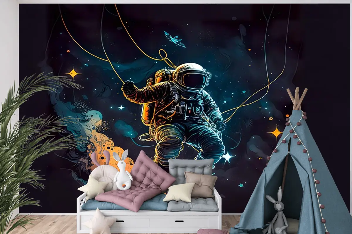 Uzay Astronot Çocuk Odası Duvar Kağıdı