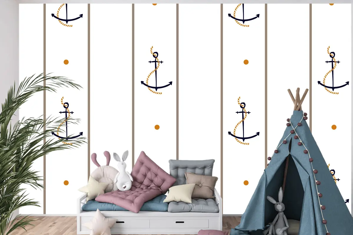 Vektör Kesintisiz Retro Desen Çocuk Odası Duvar Kağıdı