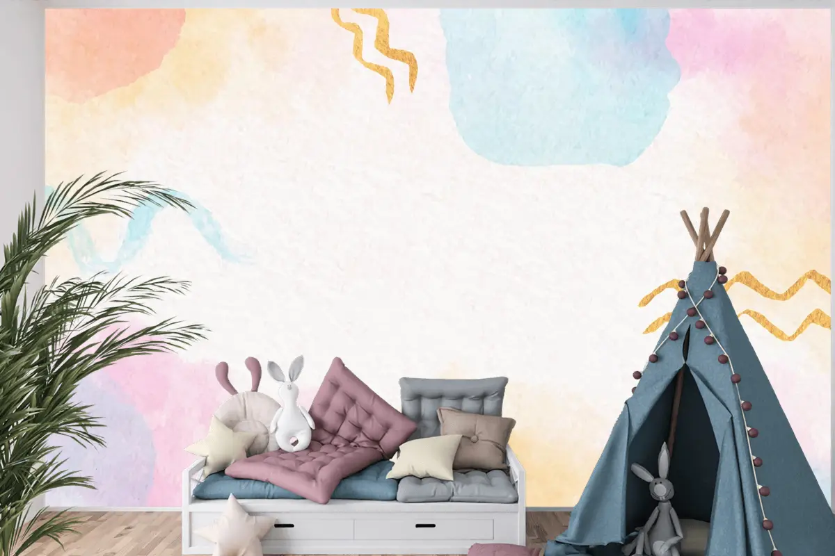 Suluboya Soyut Arka Plan Çocuk Odası Duvar Kağıdı