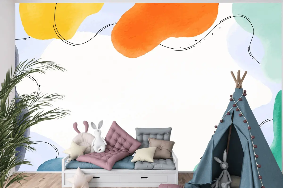 Suluboya Soyut Arka Plan Çocuk Odası Duvar Kağıdı 