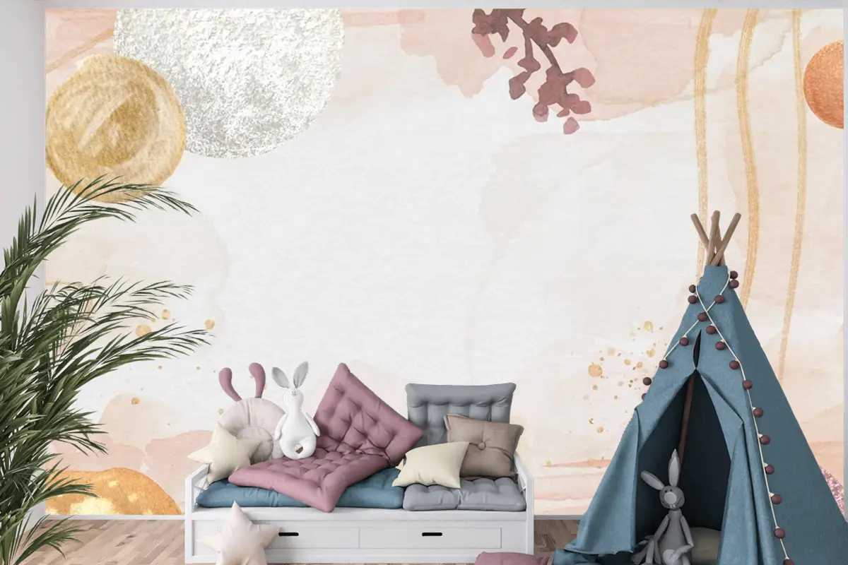 Suluboya Soyut Arka Plan Çocuk Odası Duvar Kağıdı 