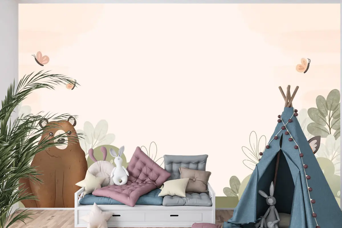 Suluboya Orman Hayvanları Çocuk Odası Duvar Kağıdı