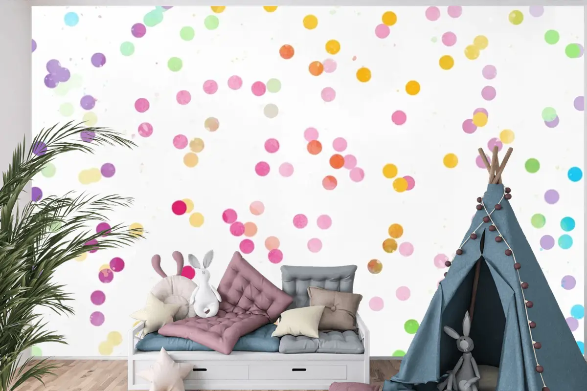 Suluboya Gökkuşağı Arka Plan Çocuk Odası Duvar Kağıdı 