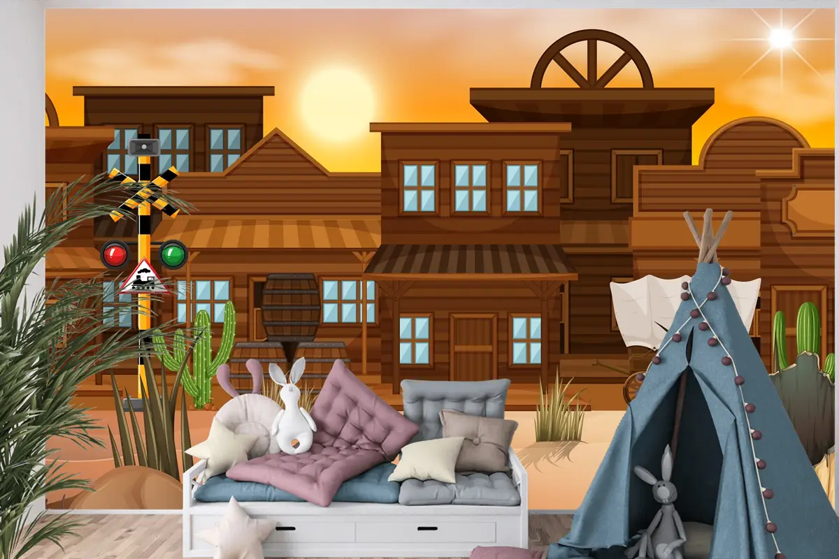 Doğada Batı Çölü Temalı Sahne Çocuk Odası Duvar Kağıdı