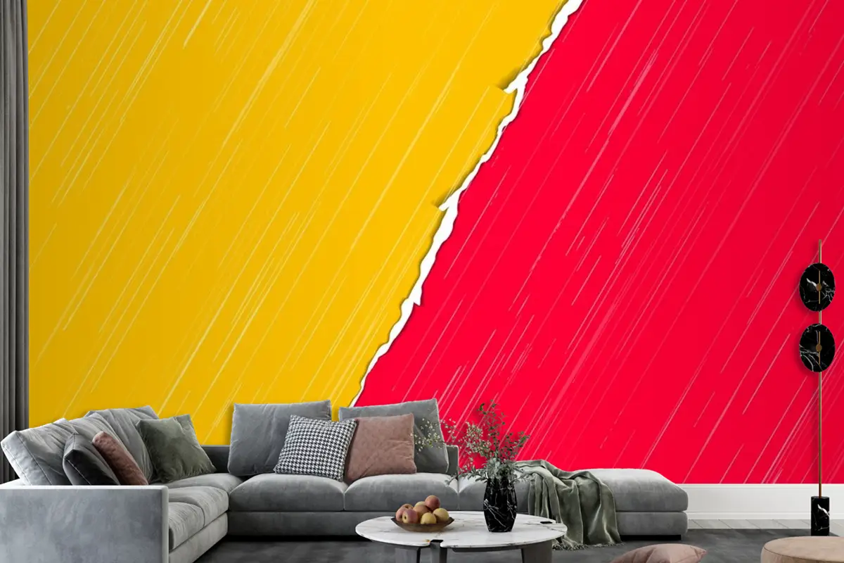 Yırtık Kağıt Sınır Çizgi Sarı Kırmızı Duvar Kağıdı