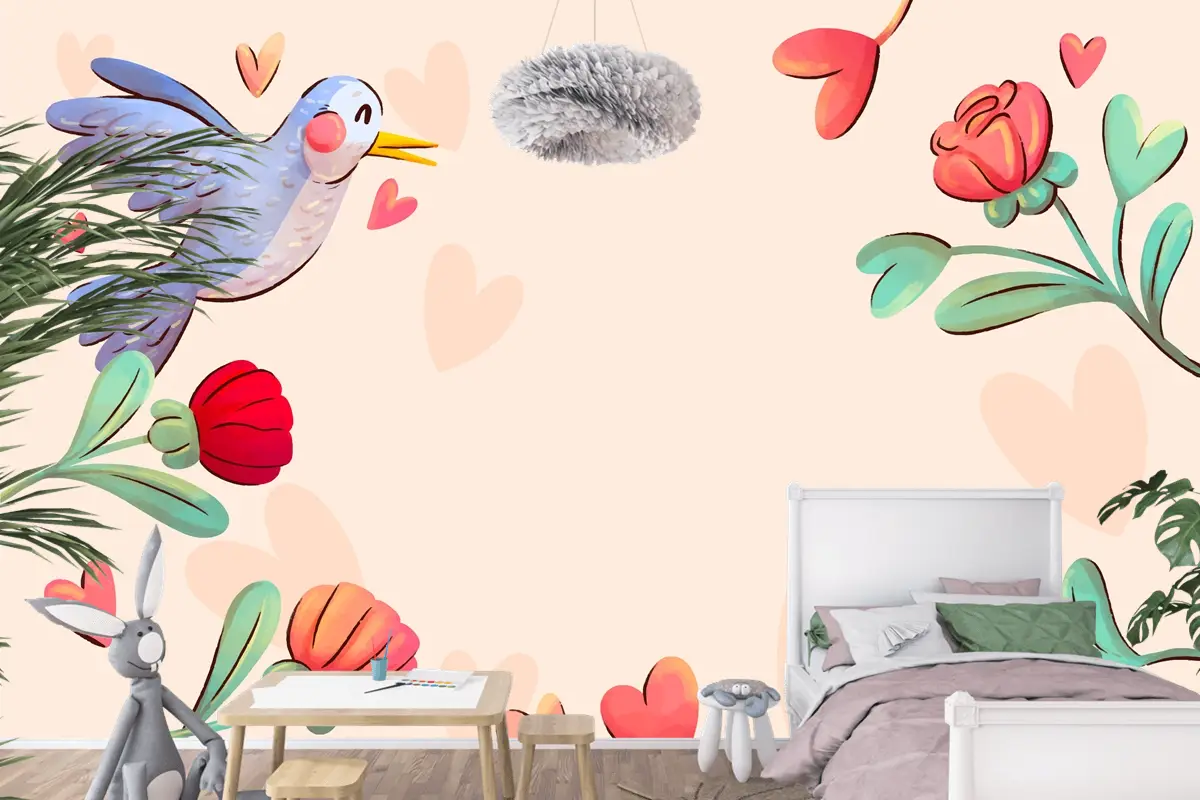 Sevgililer Günü Kutlaması İçin Suluboya Arka Plan Çocuk Odası Duvar Kağıdı