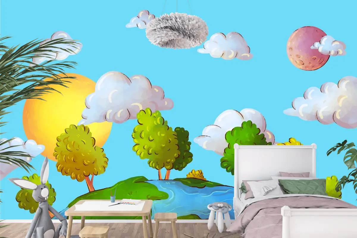 Uluslararası Orman Günü Kutlaması Çocuk Odası Duvar Kağıdı  Için Suluboya Arka Plan