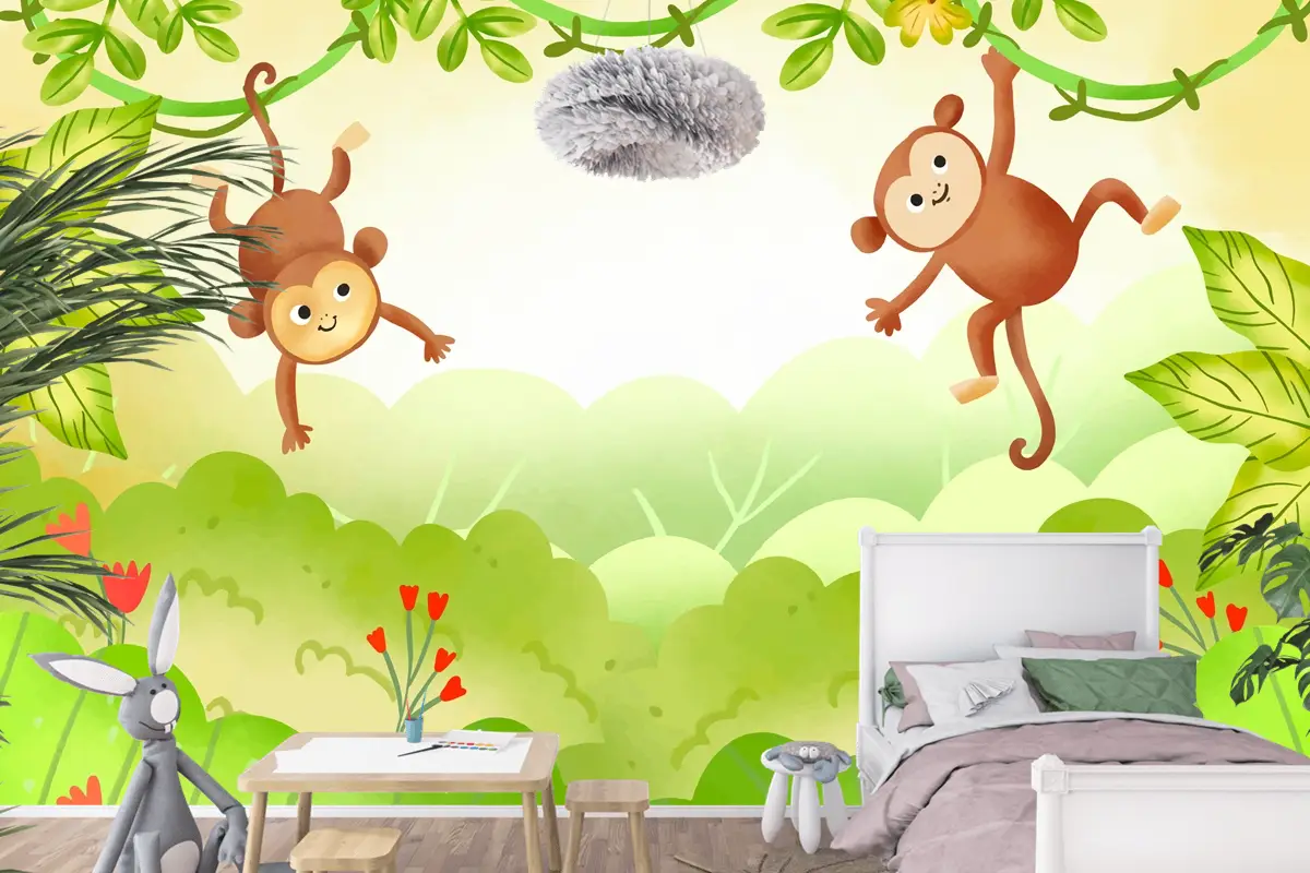 Suluboya Dünya Yaban Hayatı Günü Arka Plan Çocuk Odası Duvar Kağıdı 