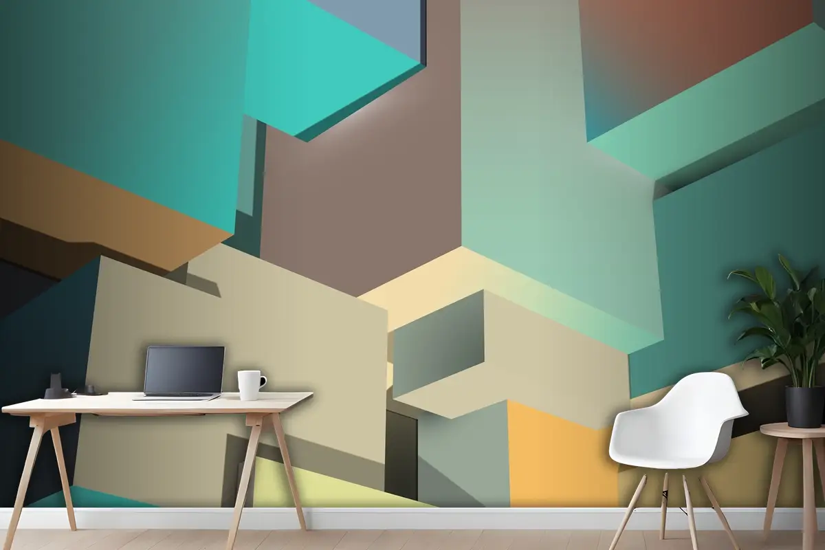 Küp Labirent Arka Plan Ofis Duvar Kağıdı