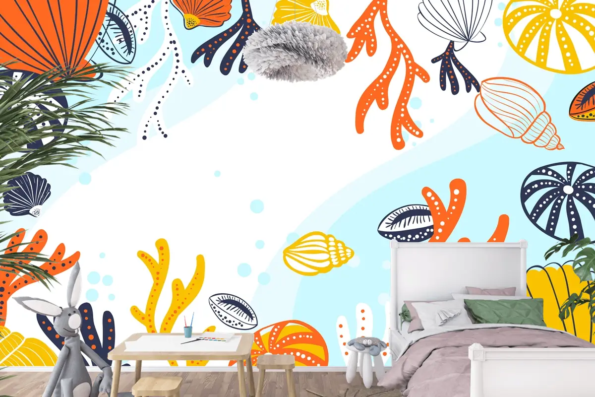 Elle Çizilmiş Su Arka Plan Çocuk Odası Duvar Kağıdı 