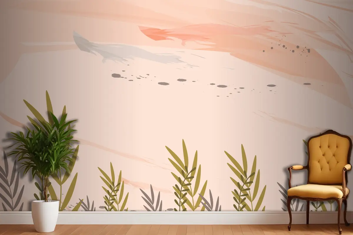 Suluboya Renkli Çiçek Arka Plan Yatak Odası Duvar Kağıdı