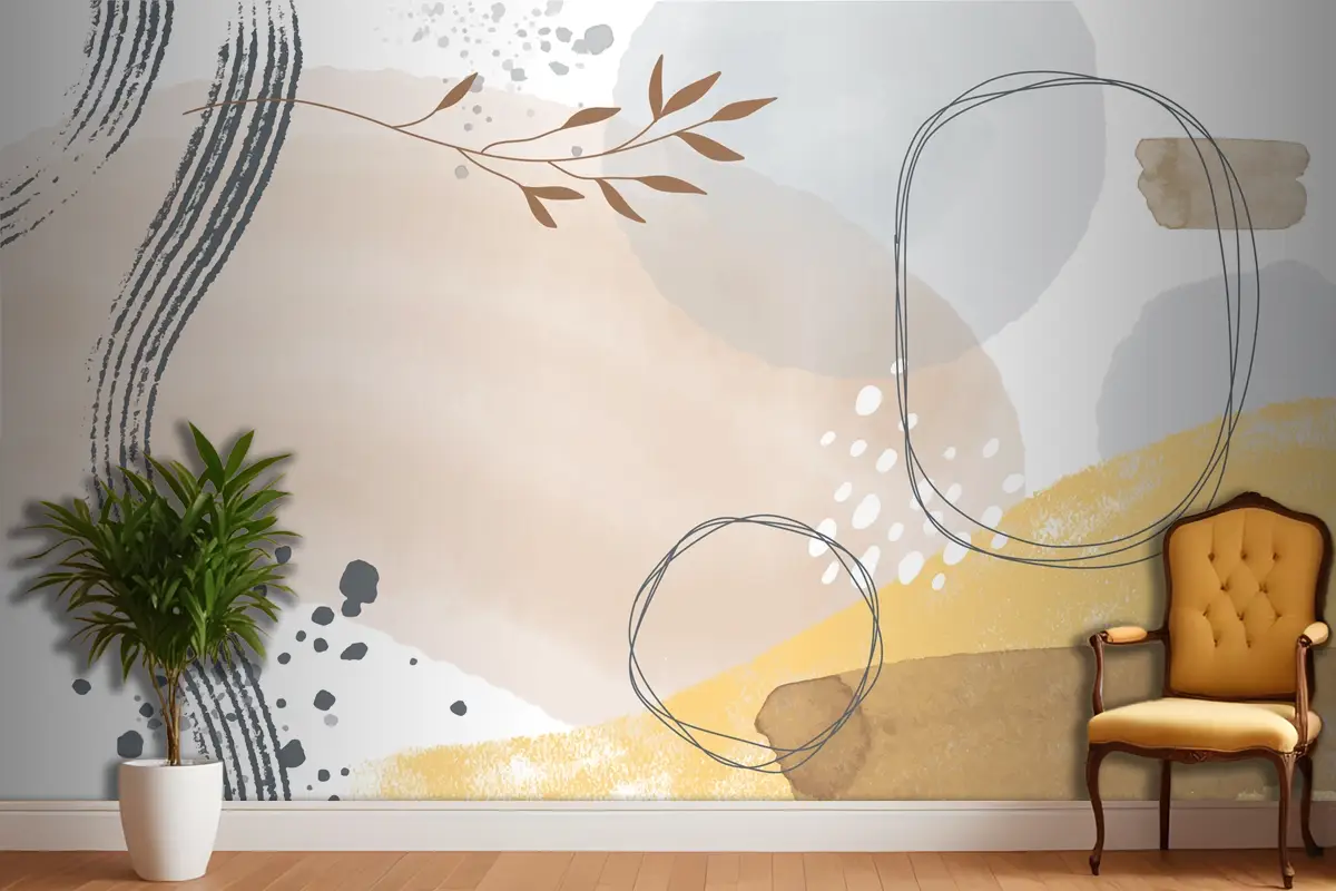 Suluboya Soyut Doodle Arka Plan Yatak Odası Duvar Kağıdı