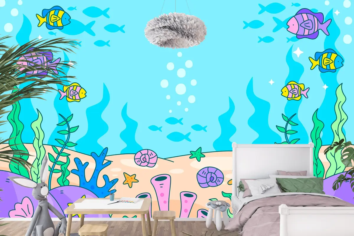 Dünya Okyanuslar Günü Elle Çizilmiş Arka Plan Çocuk Odası Duvar Kağıdı