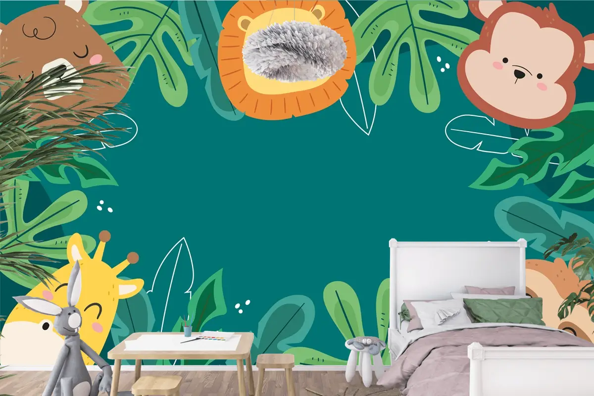 Flora Ve Fauna Çocuk Odası Duvar Kağıdı  Ile Dünya Yaban Hayatı Günü İçin Düz Arka Plan