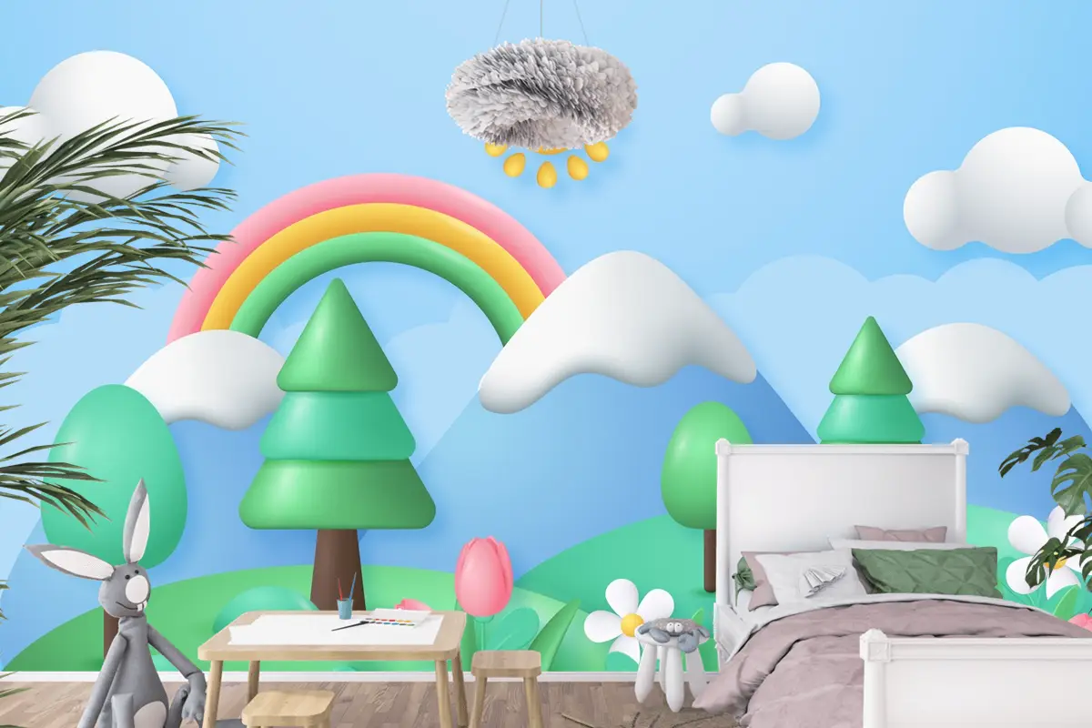 Gerçekçi Çiçek Bahar Çocuk Odası Duvar Kağıdı 