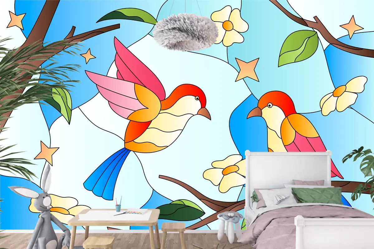 Degrade Vitray Arka Plan Çocuk Odası Duvar Kağıdı 