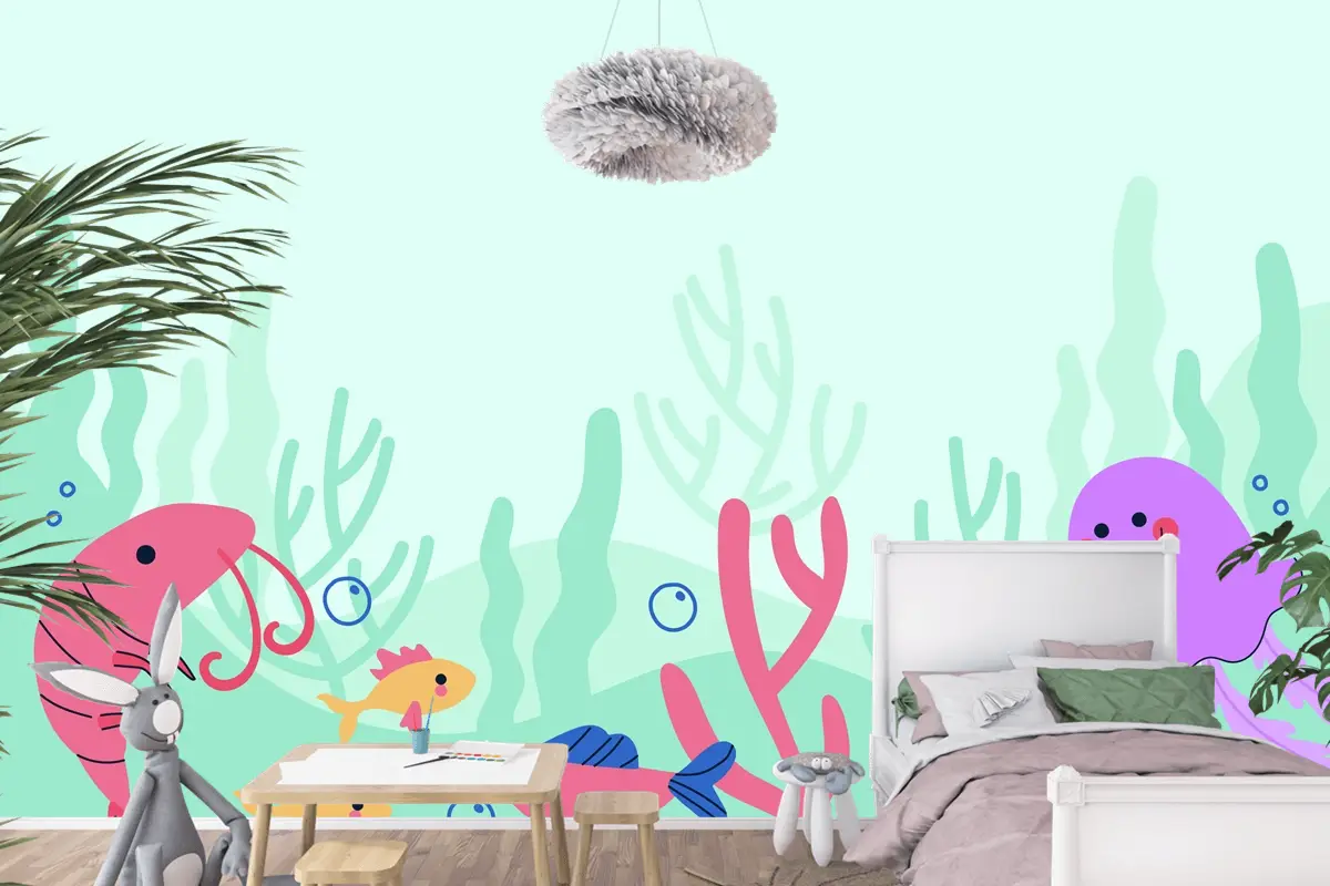 Düz Dünya Okyanuslar Günü Arka Plan Çocuk Odası Duvar Kağıdı