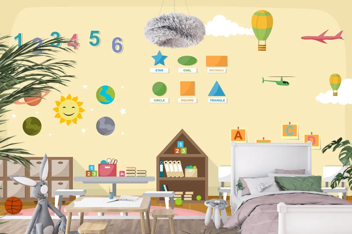 Anaokulu Sınıf İçi Çocuk Okul Oyuncakları Mobilya Çocuk Odası Duvar Kağıdı