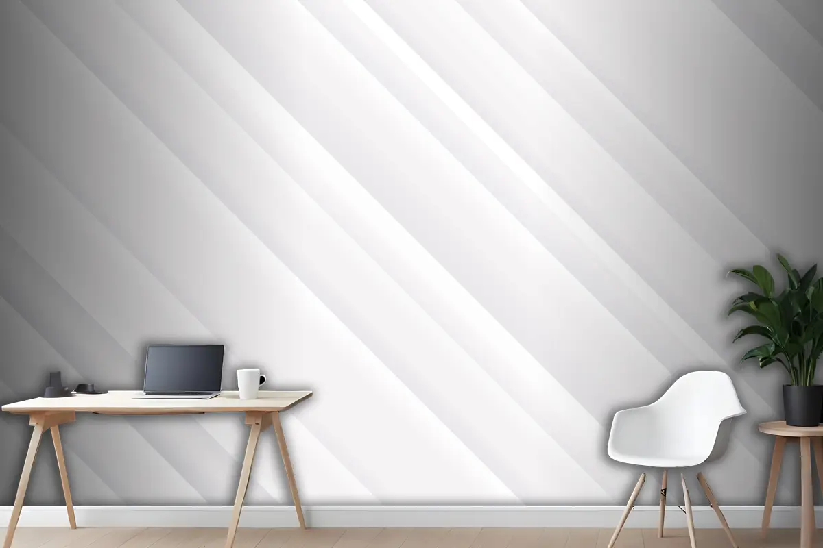 Eğik Çizgiler Beyaz Zarif Arka Plan Ofis Duvar Kağıdı