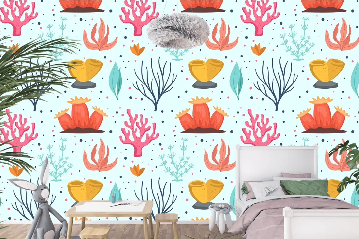 Mercan Desen Koleksiyonu Konsepti Çocuk Odası Duvar Kağıdı 