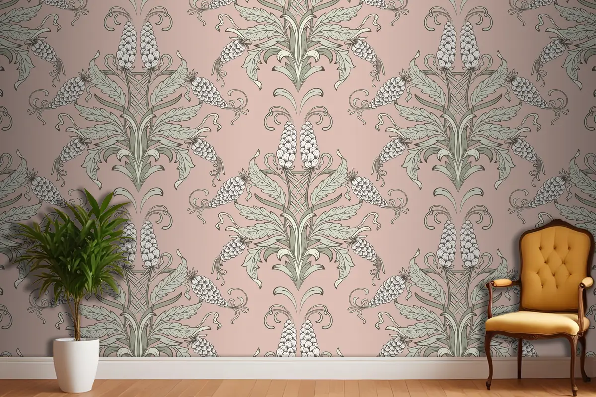Damask Dikişsiz Kabartma Desen Duvar Kağıdı
