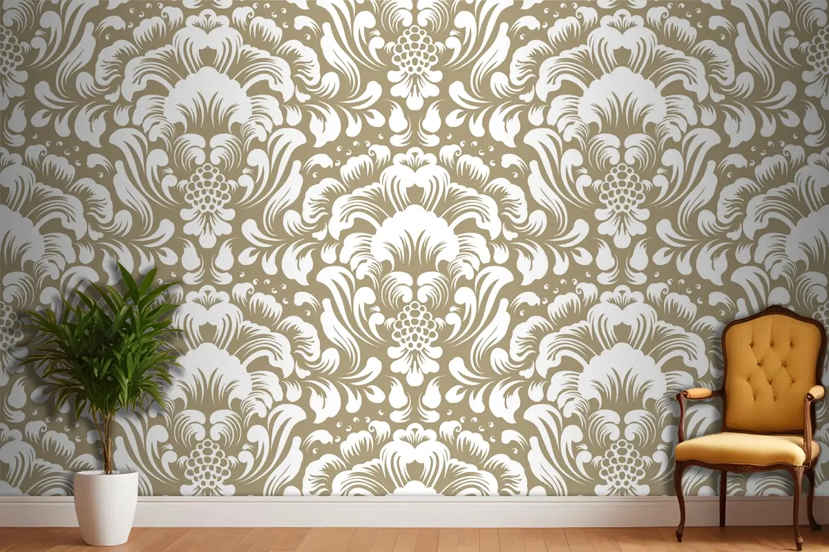 Süs Damask Dikişsiz Desen Duvar Kağıdı
