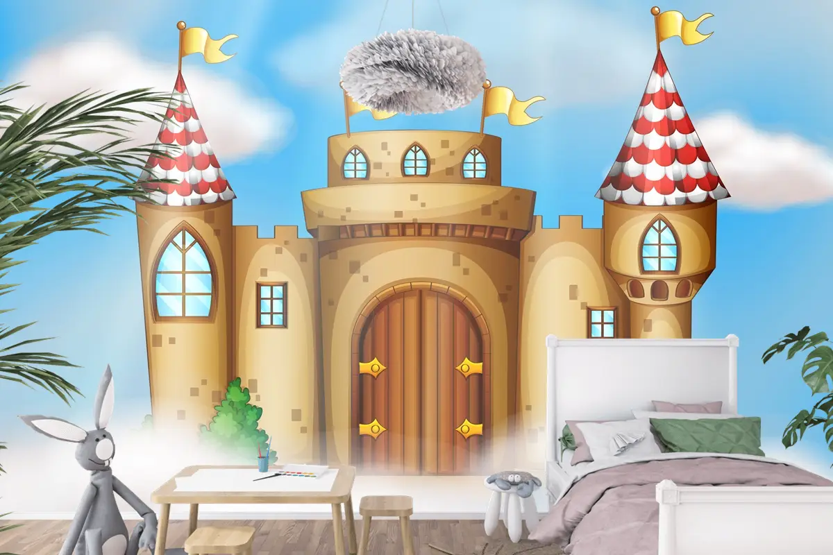 Gökyüzünde Bir Masal Kalesi Çocuk Odası Duvar Kağıdı Duvar Resimleri