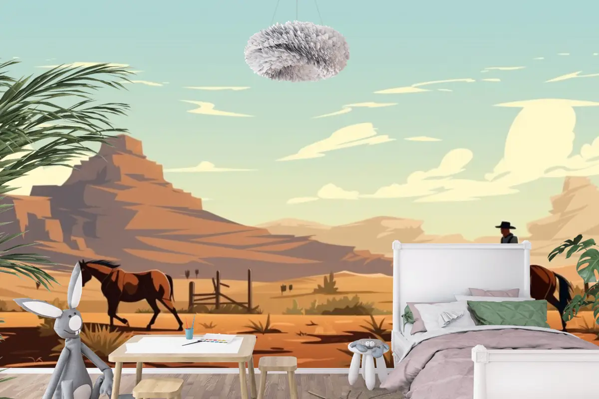 Çölde Ata Binen Adam Çocuk Odası Duvar Kağıdı