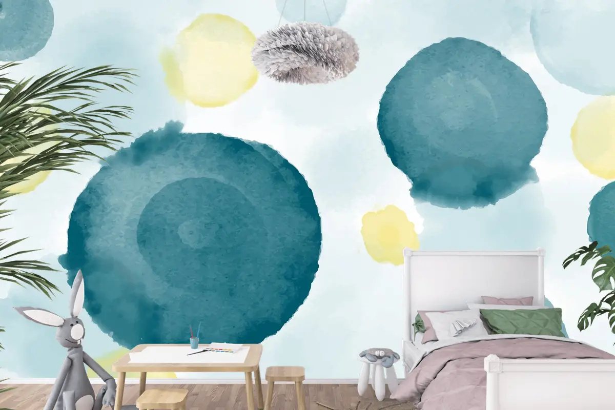 Soyut Suluboya Arka Plan Çocuk Odası Duvar Kağıdı 