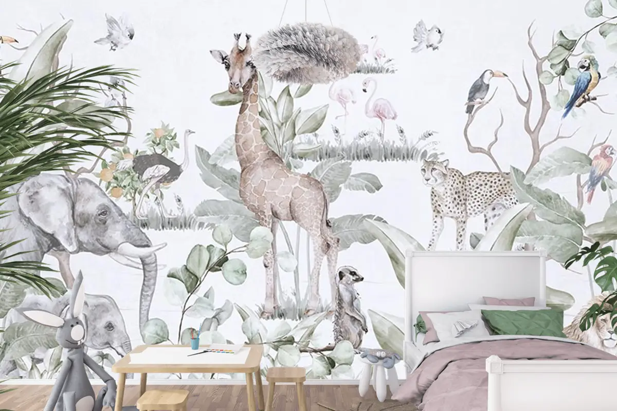 Ağaçlar Ve Yapraklar Arasında Sevimli Hayvanlar Duvar Kağıdı